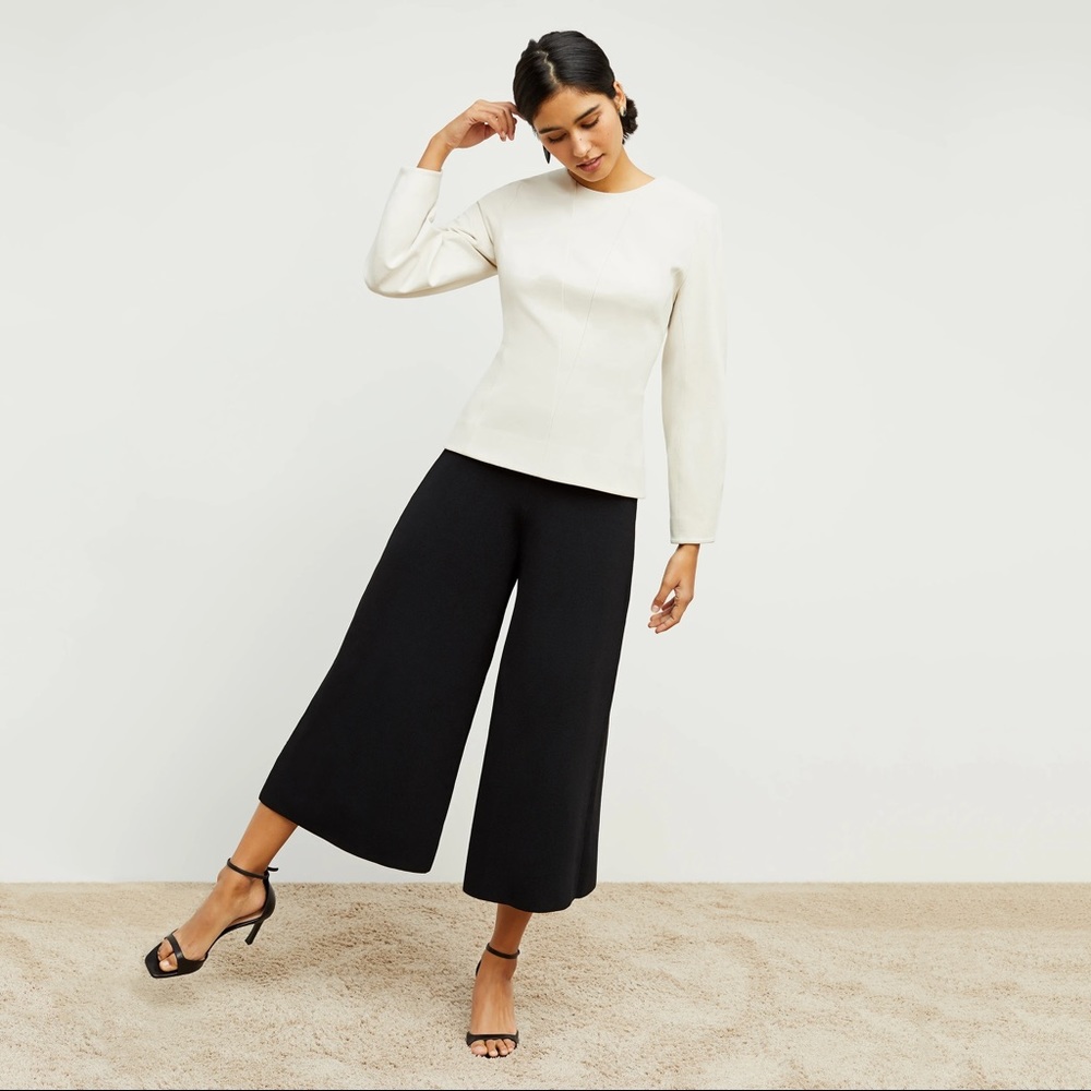 A Collection Black Knit Wide Leg Culottes